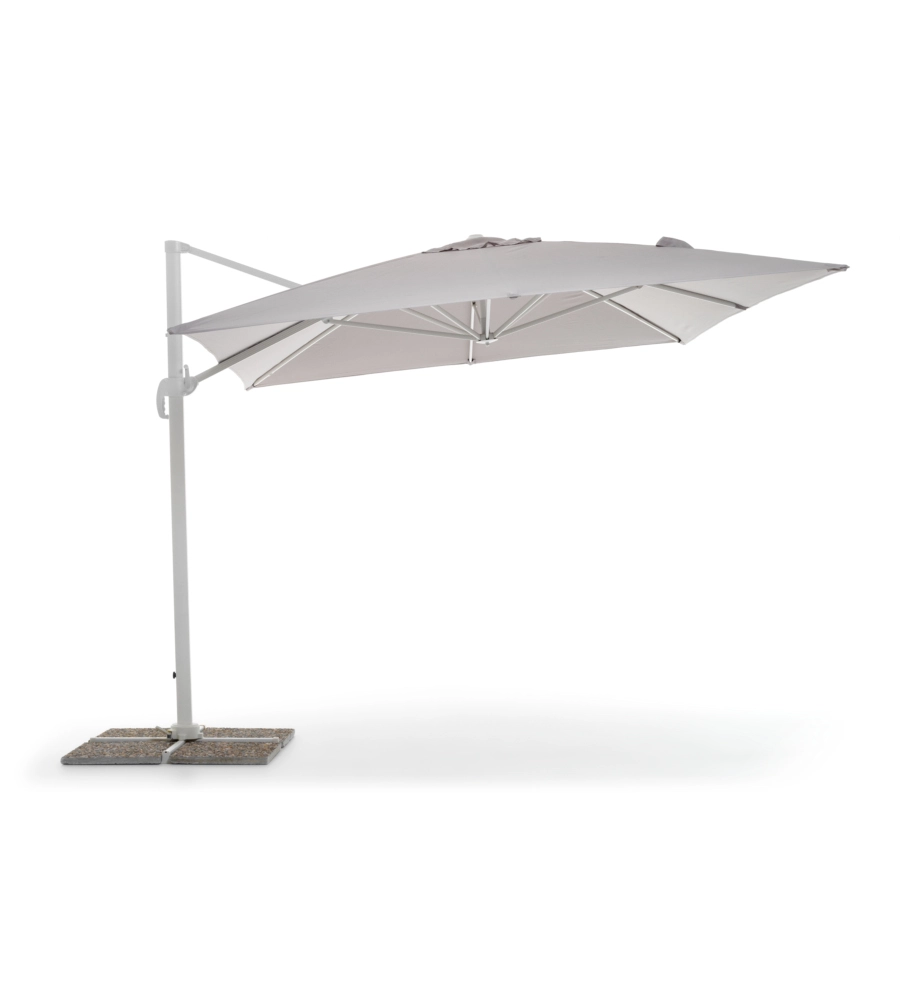 OMBRELLONE DA GIARDINO RETRATTILE "VERSO" CON STRUTTURA IN ALLUMINIO BIANCO E TELO GRIGIO- 3X4X2 METRI